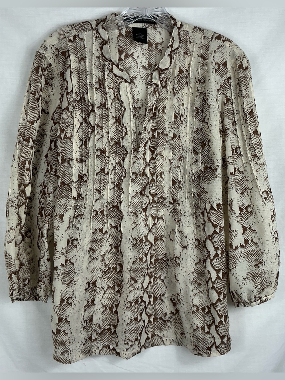 CALVIN KLEIN JEANS Beige & Brown Snakeskin Blouse Womens L